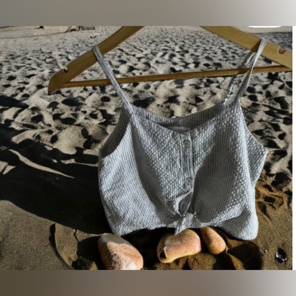 Zara Striped Denim Crop Top Blue & White Sleeveless Square Neck Size 13-14 Cm 16 - Picture 15 of 15